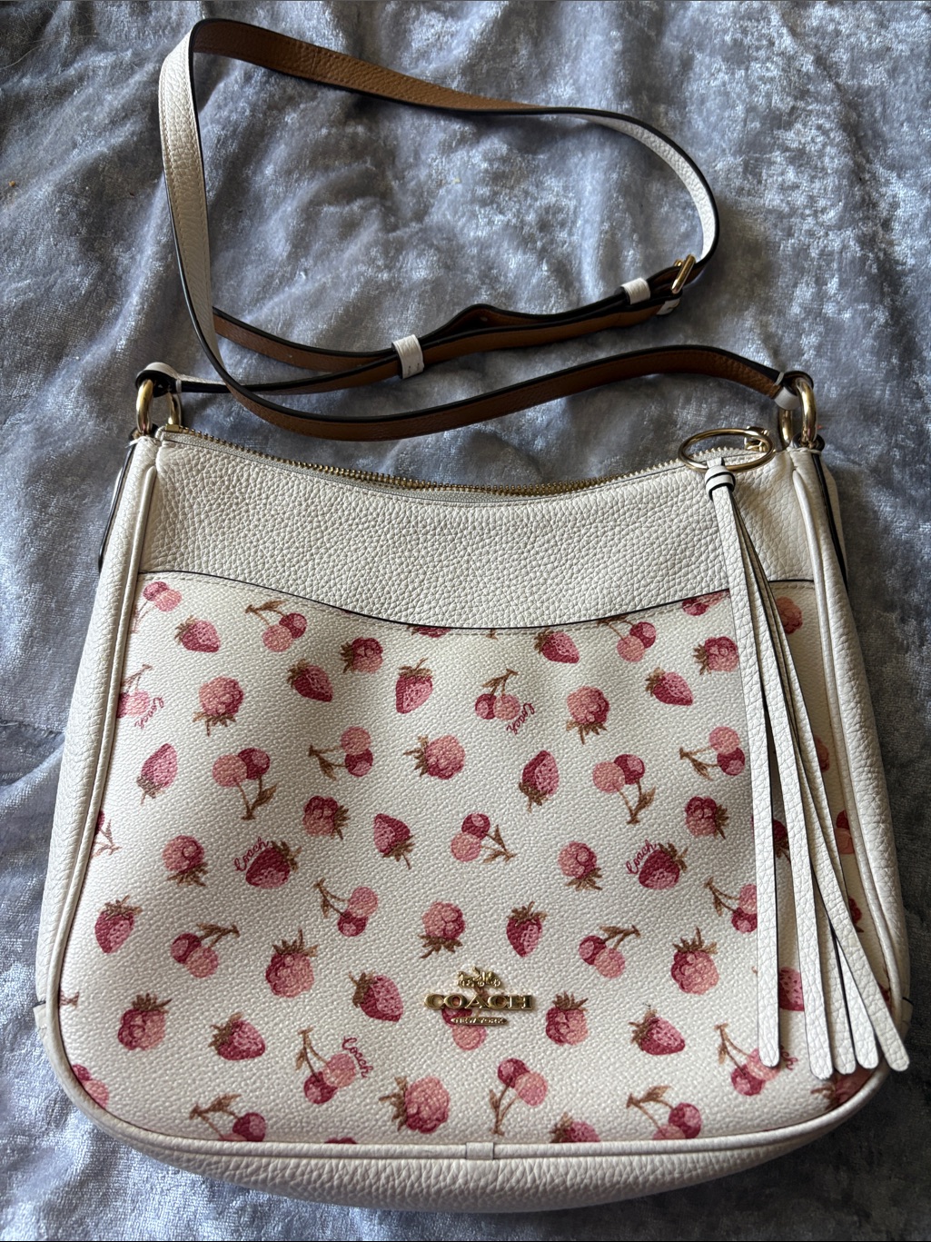 New W/O Tags Rare Coach Leather Fruit Print Chaise Crossbody